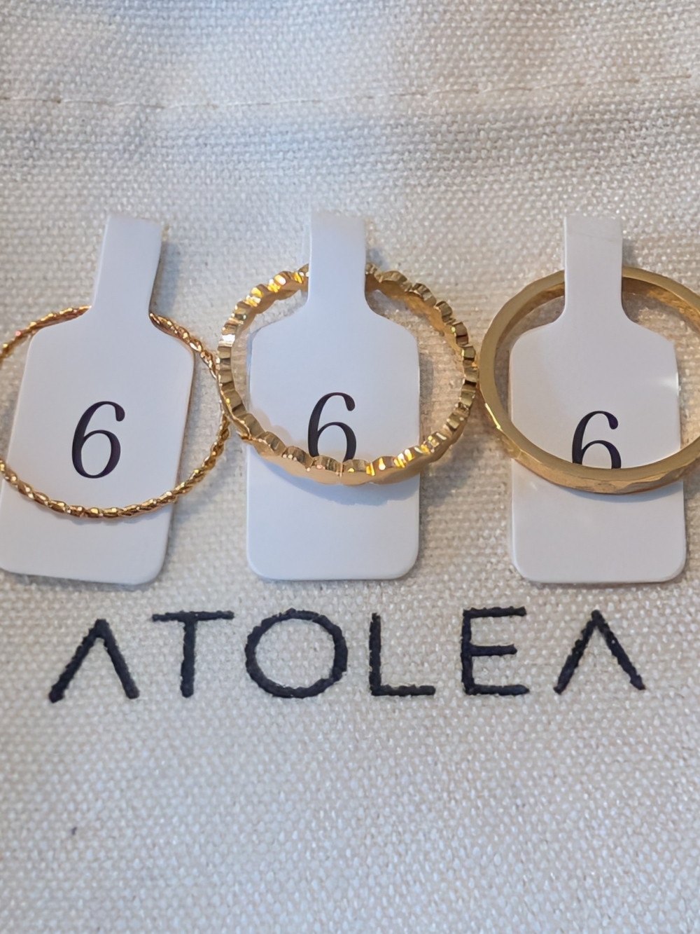 Atolea Textured Stackable Daily Ring Set - Gold